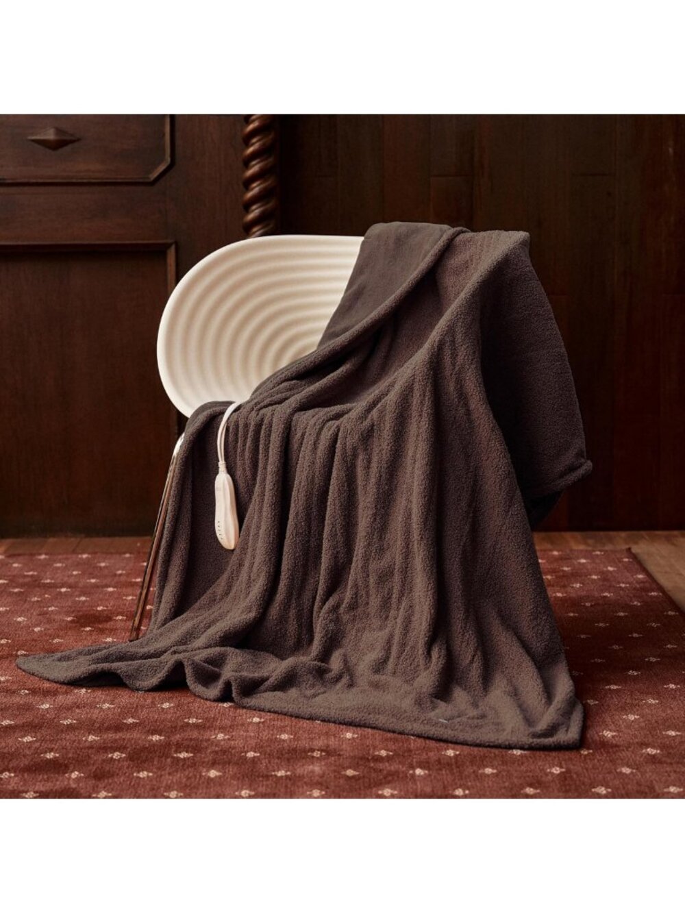 Cozy Heated Throw Blanket 50" x 60", Soft Electric Blanket, Dark Brown, Perfect